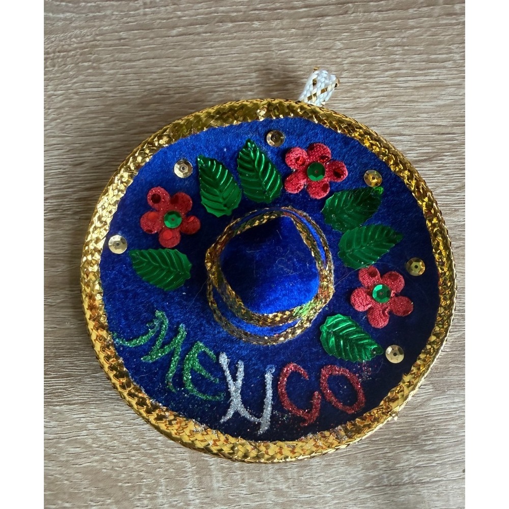 Authentic New 6" Handmade Velvet Miniβ Blue Sombrero W/ Sequin Mexican Hat